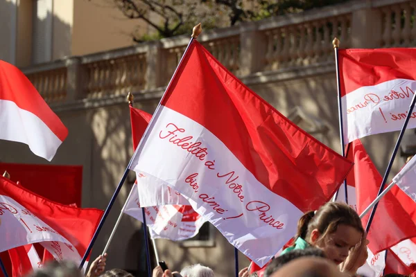 stock image Monaco, Monaco - 11.19.2022 : Flags of Monaco on the National Day of the Principality - The Sovereign Prince's Day