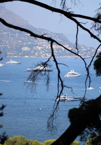 stock image Saint-Jean-Cap-Ferrat, France - July 29, 2021: View from the Villa Ephrussi Rothschild on the Saint-Jean-Cap-Ferrat peninsula to the sea and coastline