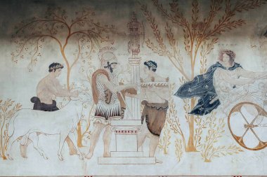 Beaulieu-sur-Mer, France - 07.01.2023 : Details of the interior of the famous Greek-style villa Kerylos, built at the beginning of the 20th century on the French Riviera