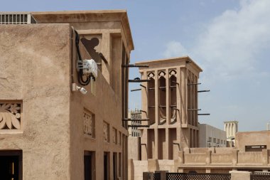 Reconstruction of old houses in Deira, with outdoor historic air conditioning system, in the old district of Dubai