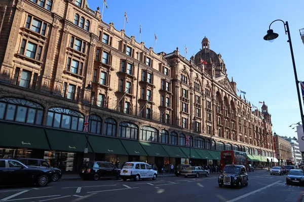 London, United Kingdom - 11.08.2022:  Facade of the famous London department store Harrods
