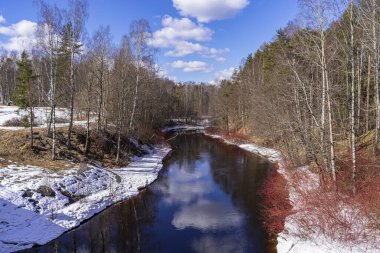 Early spring landscape in the Leningrad region, Russian winter, near Saint Petersburg