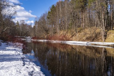 Early spring landscape in the Leningrad region, Russian winter, near Saint Petersburg