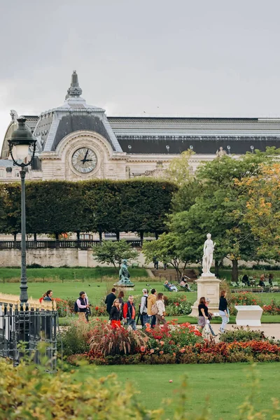 Paris Frankreich 2021 Tuileries Garden Zentrum Von Paris Einem Regnerischen — Stockfoto