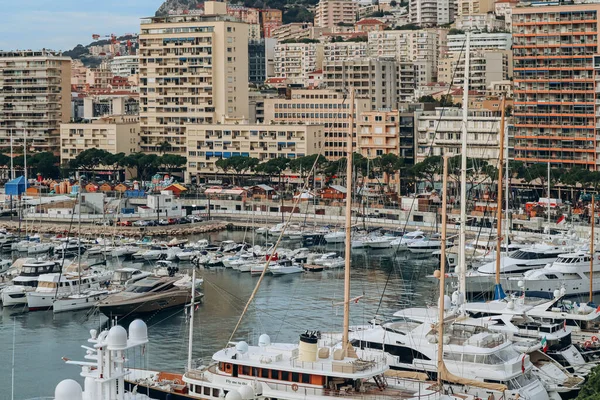 Monako Monako 2021 Port Hercule Monako Prensliğinin Güzel Cepheleri — Stok fotoğraf
