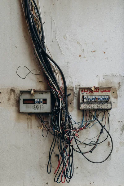 Bejrút Libanon Elektromos Vezetékek Elektromos Panelek Bejrútban Libanonban — Stock Fotó