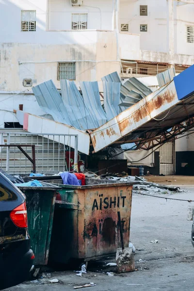 stock image Beirut, Lebanon - 24.04.2023: Destroyed gas station in the Mar Mikael quarter in Beirut, damaged during an explosion in the port in August 2020