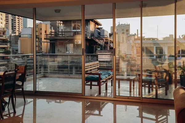 Вид Район Ашрафие Бейруте Через Террасу Высокого Здания — стоковое фото