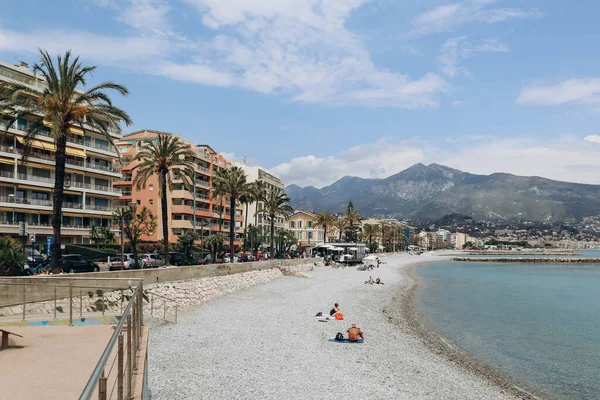 stock image Roquebrune, France - 14 May 2023: View of the beach and commune of Roquebrune Cap Martin on the French Riviera