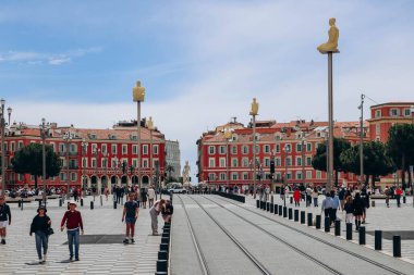 Güzel, Fransa - 15 Mayıs 2023: güneşli bir günde Massena 'yı Nice' in merkezine yerleştirin