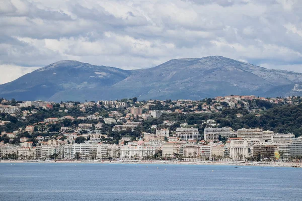Blick Auf Nizza Vom Meer Aus Einem Bewölkten Tag — Stockfoto