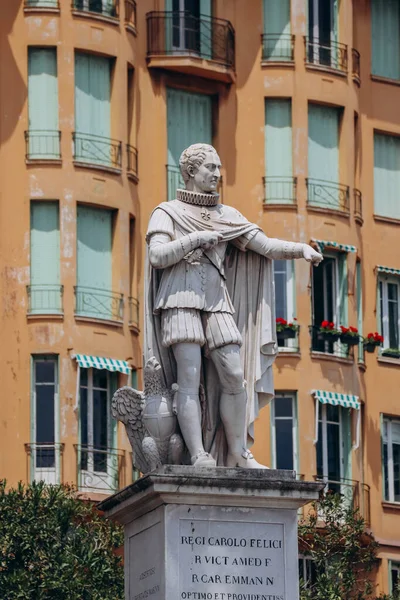 Monumentet Till Charles Felix Sardinien Carlo Felice Beläget Nice Torget — Stockfoto