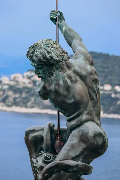 Сен Жан Кап Ферра Франция Июня 2023 Года Статуя Посейдона — стоковое фото