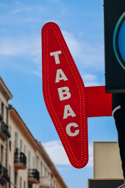 Tecken Tobaksaffär Frankrike Röd Morot Fasaden Byggnad Nice — Stockfoto