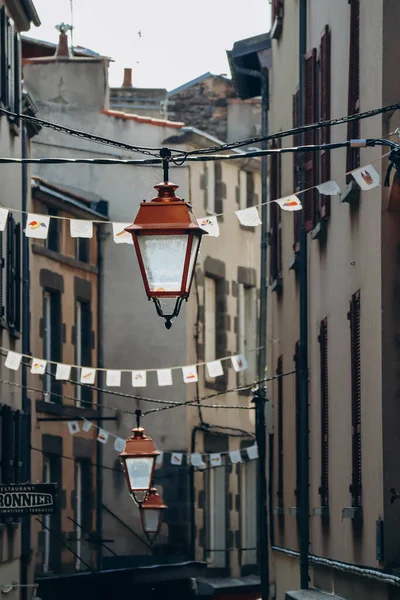 Gyönyörű Lámpások Utcán Központjában Clermont Ferrand Franciaország — Stock Fotó