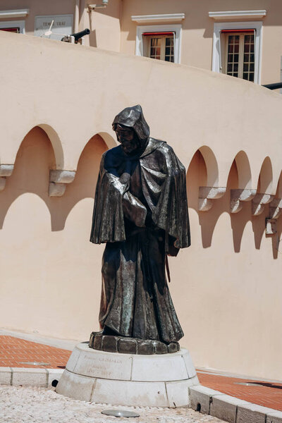 Monaco, Monaco - 25 June 2023: Statue of Prince Francois Grimaldi disguised as a monk.