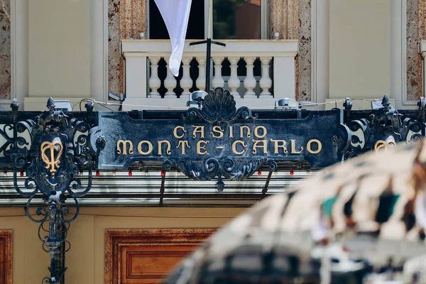 stock image Monaco, Monaco - 25 June 2023: The facade close up of the famous Monte Carlo casino in Monaco