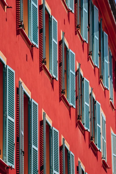 Typische Fassade Süden Frankreichs Der Côte Azur Fenster Mit Farbigen — Stockfoto