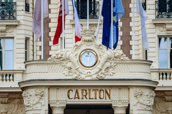 Cannes Frankreich Juni 2023 Nahaufnahme Der Fassade Des Carlton Hotels — Stockfoto