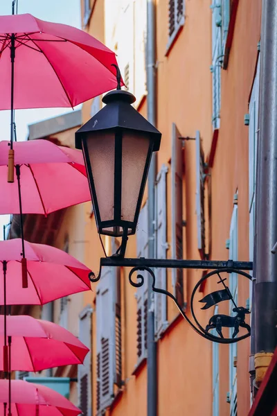 Famosos Paraguas Rosados Decorando Las Calles Centrales Grasse — Foto de Stock
