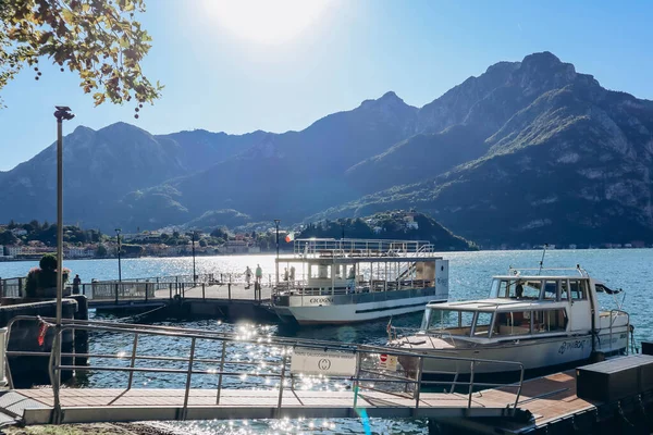 Lecco Włochy Sierpnia 2023 Widok Port Lecco Nad Jeziorem Como — Zdjęcie stockowe
