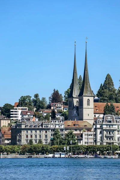Lucerna Szwajcaria Sierpnia 2023 Widok Centrum Lucerny Szwajcarii Słoneczny Letni — Zdjęcie stockowe