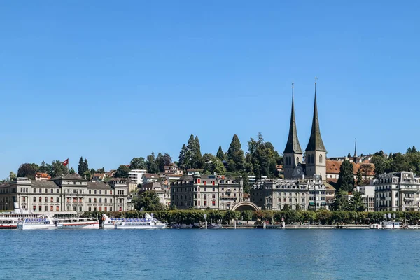 Lucerne Svájc Augusztus 2023 Kilátás Lucerne Belvárosára Svájcban Egy Napos — Stock Fotó