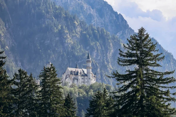 Вид Немецкие Альпы Знаменитый Замок Нойштайн Бавария Южная Германия — стоковое фото