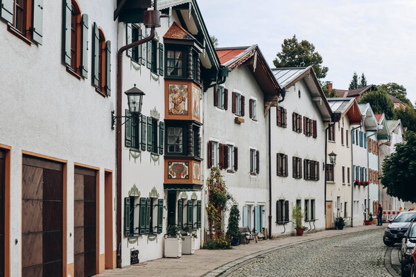 Picturesque city center of Fussen, Bavaria, Southern Germany