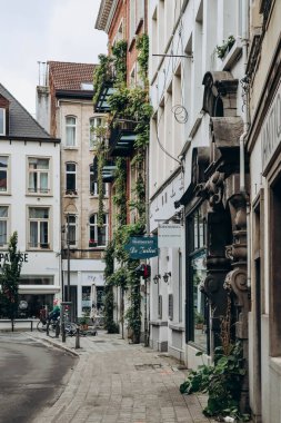 Antwerp, Belçika - 22 Ekim 2023: Antwerp 'in tarihi merkezi ve güzel Flaman mimarisi