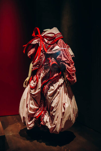 Antwerp, Belgium - October 22, 2023: Carla Lazaro dress study 2023, at the MoMu, a fashion museum of Antwerp in Belgium
