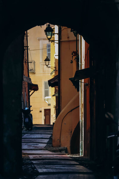 Old city center of Ventimiglia in Italy