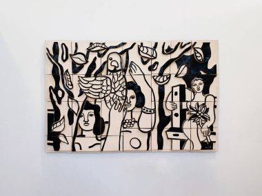 Biot, Fransa - 4 Aralık 2023: Fernand Leger 'in Güney Fransa' daki ulusal müzesinde yaptığı resim