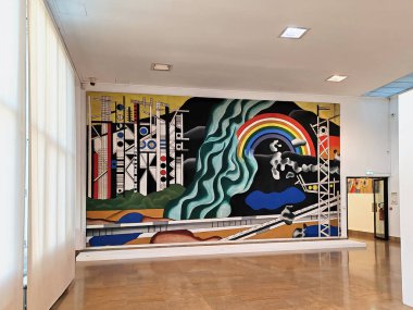 Biot, Fransa - 4 Aralık 2023: Fernand Leger 'in Güney Fransa' daki ulusal müzesinde yaptığı resim