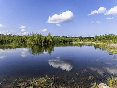 Kuzeybatı Rusya 'daki Leningrad bölgesindeki Vsevolozhsk Gölleri' nin güzel manzarası