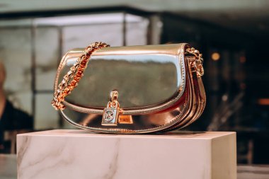 Florence, İtalya - 29 Aralık 2023: Michael Kors, Floransa 'nın merkezindeki bir butik vitrininde bavullarını topladı