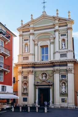 Nice, Fransa - 12 Kasım 2023: Güzel Katedral (Fransızca: Sainte-Reparate de Nice), Fransa 'nın güneyindeki Nice şehrinin eski bir katedrali..