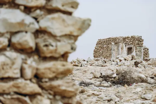 stock image Ruins in a fishing village of Al Jumail (Jumayl) west of Ruwais. Northern Qatar