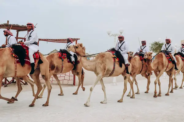 stock image Doha, Qatar - 1 May 2024: Mounted police in Doha, Qatar