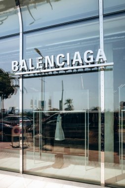 Cannes, France - August 1, 2024: Facade of the Balenciaga boutique in Cannes clipart