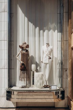 Cannes, France - August 1, 2024: Window displays of the Brunello Cucinelli boutique in Cannes clipart