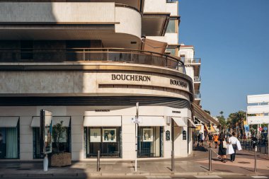 Cannes, France - August 1, 2024: Boucheron boutique on the Croisette in Cannes