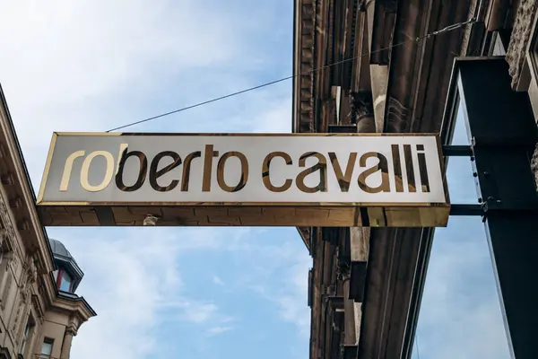 stock image Vienna, Austria - August 5, 2024: The sign of the Roberto Cavalli boutique in the center of Vienna