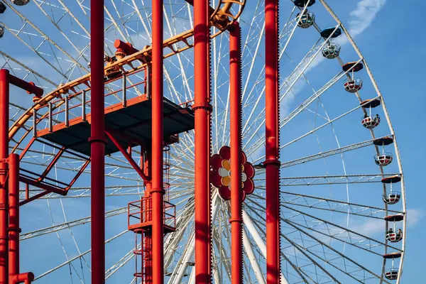 stock image Vienna, Austria - August 5, 2024:  Close-up of rides and decorations at the Prater amusement park in Vienna