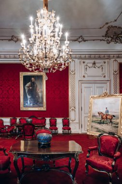 Viyana, Avusturya - 6 Ağustos 2024: Viyana 'daki İmparatorluk daireleri, Sisi Müzesi ve Hofburg iç mekanları