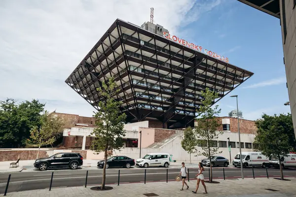 stock image Bratislava, Slovakia - August 7, 2024: The Slovak Radio Building located in Bratislava