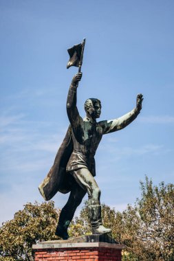 Budapeşte, Macaristan - 10 Ağustos 2024: Kaptan Steinmetz, heykeltıraş Mikus Sandor, 1958. Hatıra Parkı
