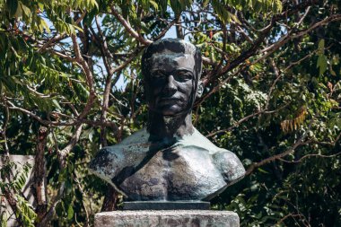 Budapest, Hungary - August 10, 2024: Endre Sagvari Bust, sculptor Baksa Soos Gyorgy, 1949. Memento park. clipart