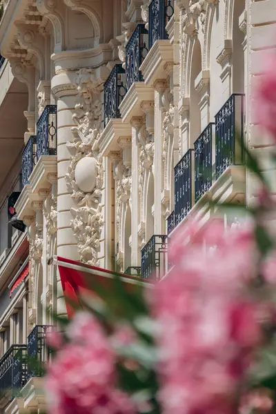 stock image Nice, France - July 27th, 2024: The facade of the famous Boscolo Nice Hotel in the center of Nice