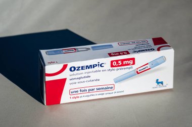 Nice, Fransa - 15 Ekim 2024: Meşhur diyabet ilacı Ozempic 'in yakın çekimi